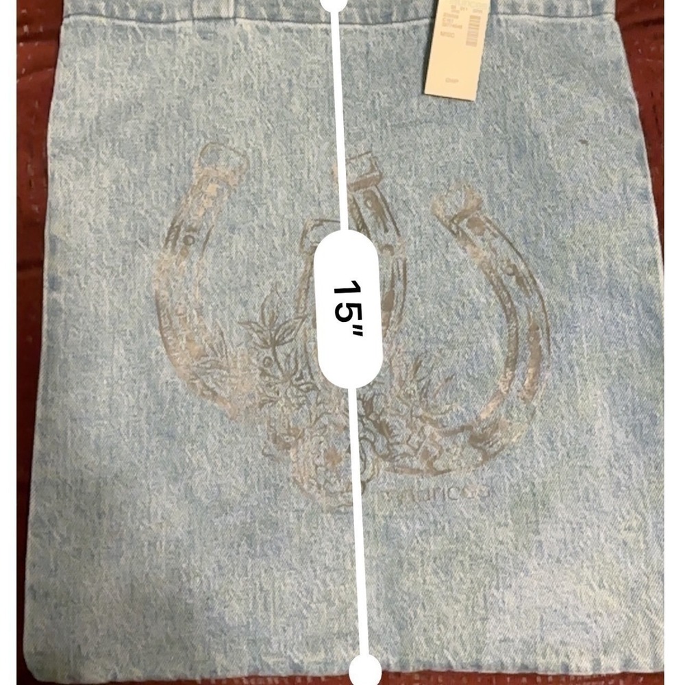 Maurice Horseshoes Denim Tote Western Style Fashion Purse Casual Handbag NEW - Picture 8 of 9